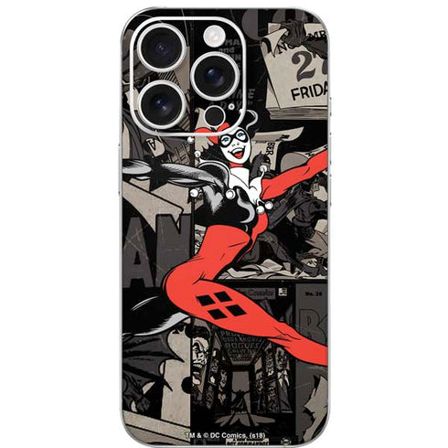 DC Comics Harley Quinn Vintage Action pose pattern iPhone 16 Pro Skin
